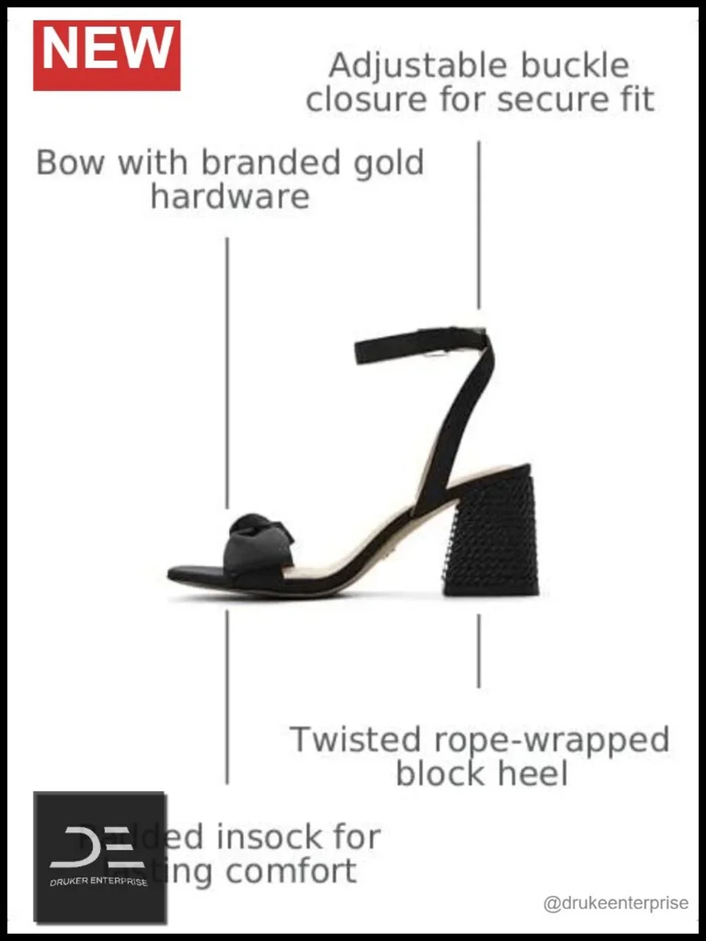 Heeled Sandals with Bow & Rope-Wrapped Block Heel